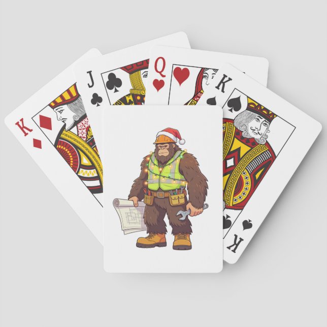 Bigfoot Sasquatch Plumber Funny  Blue collar Playing Cards (Back)