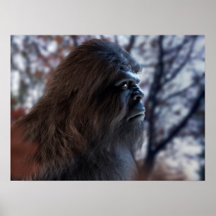 BIGFOOT SASQUATCH PORTRAIT IN PROFILE AT DUSK II POSTER