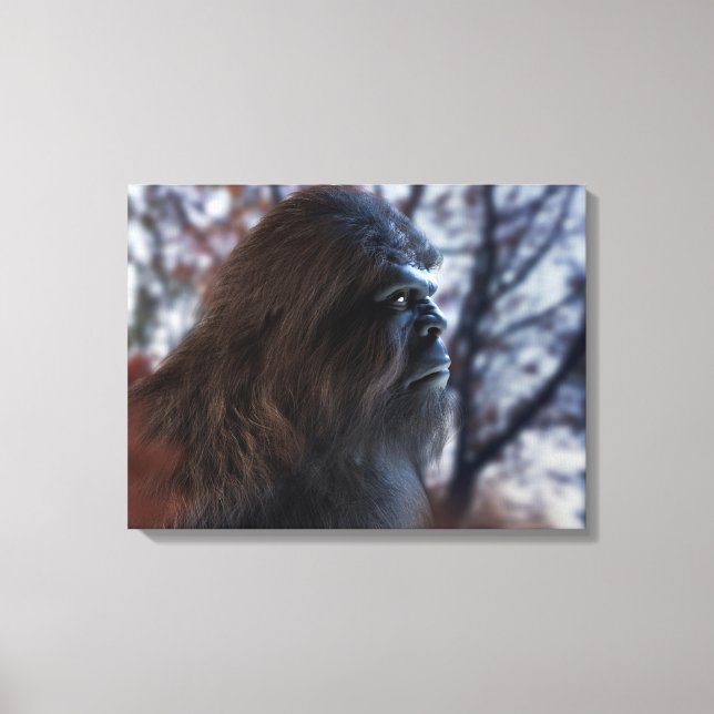 BIGFOOT SASQUATCH PORTRAIT IN PROFILE AT DUSK III CANVAS PRINT (Front)