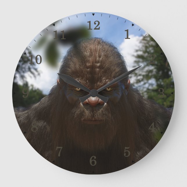 BIGFOOT SASQUATCH PORTRAIT  LARGE CLOCK (Front)