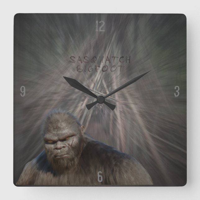 BIGFOOT SASQUATCH PORTRAIT SQUARE WALL CLOCK (Front)