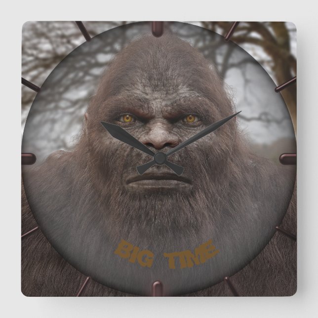 BIGFOOT SASQUATCH PORTRAIT SQUARE WALL CLOCK (Front)
