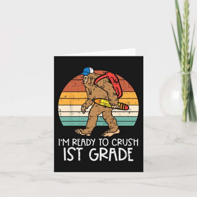 Bigfoot Sasquatch Ready To Crush 1st Grade First D Card (Front)