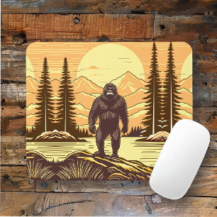 Bigfoot Sasquatch Retro Art Mouse Mat