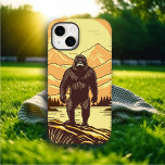 Bigfoot Sasquatch Retro Art Personalised Samsung Galaxy Case<br><div class="desc">Retro Bigfoot or Sasquatch standing on a rock in front of  pine trees and a mountains sunset. Done in vintage colours orange,  yellow and brown.</div>