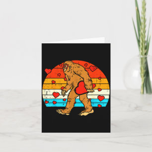 Bigfoot Sasquatch Retro Heart Funny Valentines Day Card