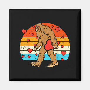 Bigfoot Sasquatch Retro Heart Funny Valentines Day Magnet