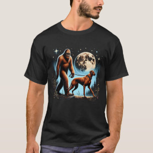 Bigfoot Sasquatch Rhodesian Ridgeback Walking Dog T-Shirt
