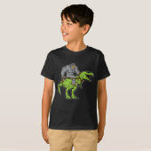 Bigfoot Sasquatch Riding Dinosaur T rex T-Shirt (Front Full)
