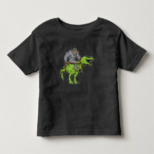 Bigfoot Sasquatch Riding Dinosaur T rex Toddler T-Shirt