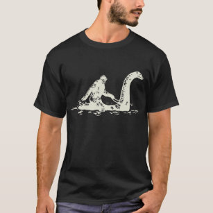 Bigfoot Sasquatch Riding The Loch Ness Monster Fun T-Shirt
