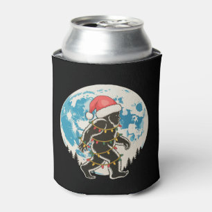 Bigfoot Sasquatch Santa Moon Christmas Lights Xmas Can Cooler