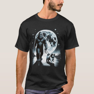 Bigfoot Sasquatch Shih Tzu Walking Dog Lover Moon T-Shirt