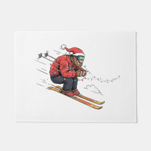 Bigfoot Sasquatch Skiing Christmas Ice Skiing Doormat
