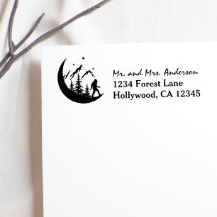 BigFoot Sasquatch Squatchy Forest Mountains Moon Rubber Stamp