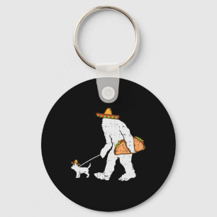 Bigfoot Sasquatch Taco Chihuahua Funny Cinco De Ma Key Ring