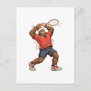 Bigfoot Sasquatch Tennis Christmas 2026 Holiday Announcement Postcard