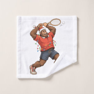 Bigfoot Sasquatch Tennis Christmas 2026 Holiday Wash Cloth