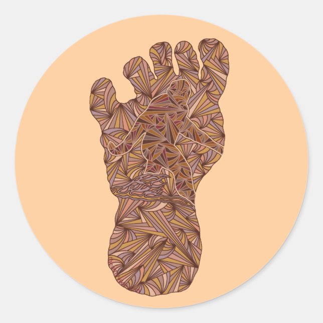 Bigfoot Sasquatch Track Squatchy Artwork Design Classic Round Sticker (Front)