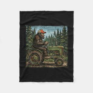 Bigfoot sasquatch tractor funny farm farmer men fleece blanket