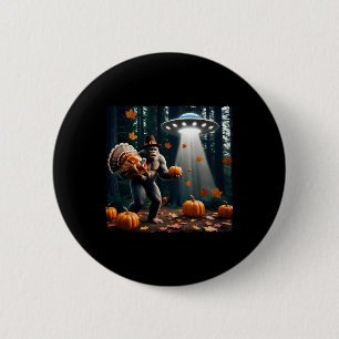 Bigfoot Sasquatch Turkey Ufos Funny Thanksgiving D 6 Cm Round Badge