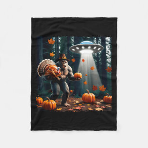 Bigfoot Sasquatch Turkey Ufos Funny Thanksgiving D Fleece Blanket