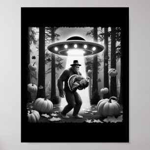 Bigfoot Sasquatch Turkey Ufos Funny Thanksgiving D Poster
