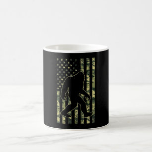 Bigfoot Sasquatch USA Camouflage Flag Coffee Mug