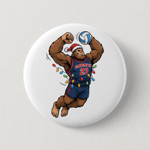 Bigfoot Sasquatch Volleyball Christmas Sport 6 Cm Round Badge