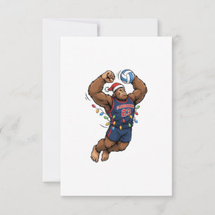Bigfoot Sasquatch Volleyball Christmas Sport Thank You Card