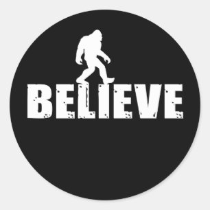 Bigfoot Sasquatch Walking I Believe Classic Round Sticker