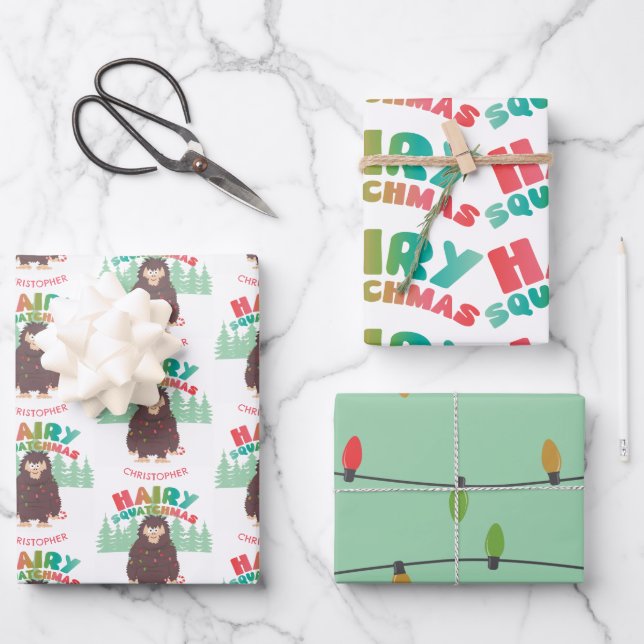Bigfoot Sasquatch With Name Wrapping Paper Sheets (Front)