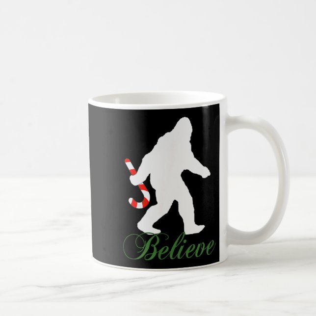Bigfoot Sasquatch Yeti Believe Candy Cane Christma Coffee Mug (Right)