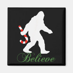 Bigfoot Sasquatch Yeti Believe Candy Cane Christma Magnet