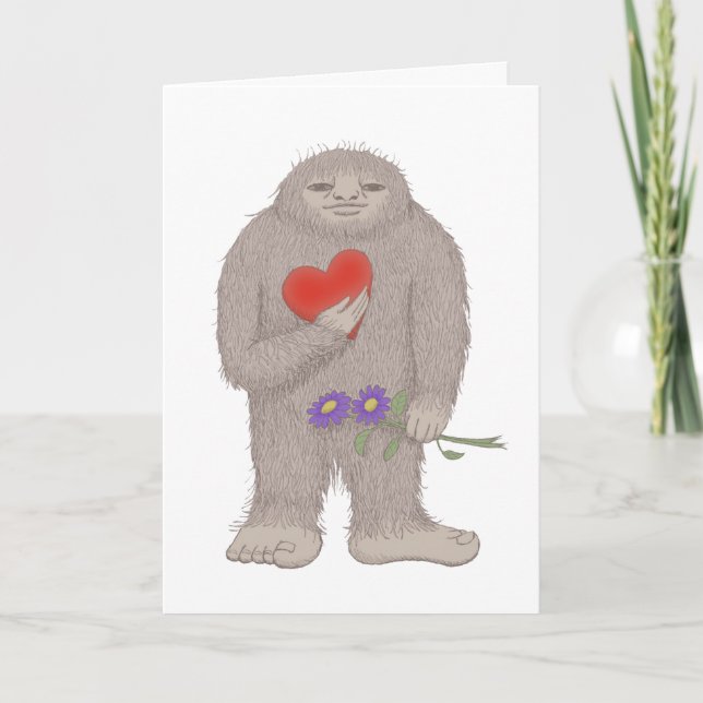Bigfoot Sasquatch Yeti I Love You Greeting Card (Front)