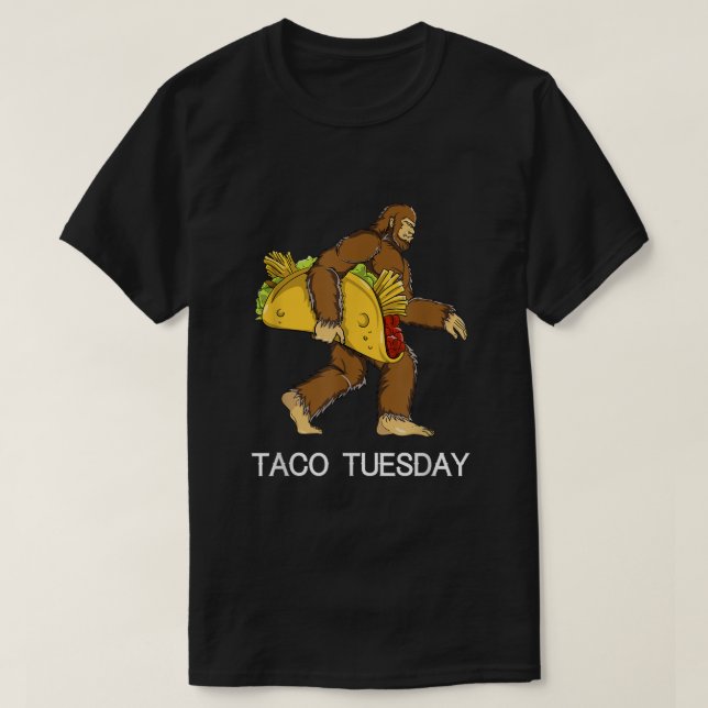 Bigfoot Sasquatch Yeti Taco Tuesday Cinco De Mayo T-Shirt (Design Front)