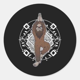Bigfoot Sasquatch Yeti Yoga Meditation Funny Gift Classic Round Sticker