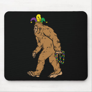 Bigfoot Sasquatsh Jester Hat Beads Funny Mardi Gra Mouse Mat