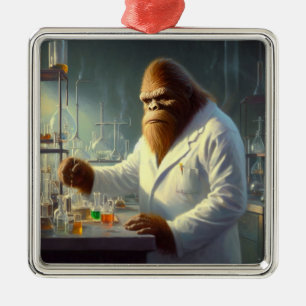 Bigfoot Scientist Metal Tree Decoration