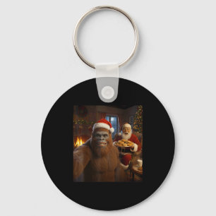 Bigfoot Selfie With Santa Claus Funny Christmas Me Key Ring