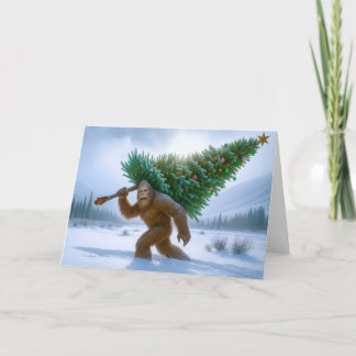BIGFOOT SIGHTING - CHRISTMAS TREE HOLIDAY CARD