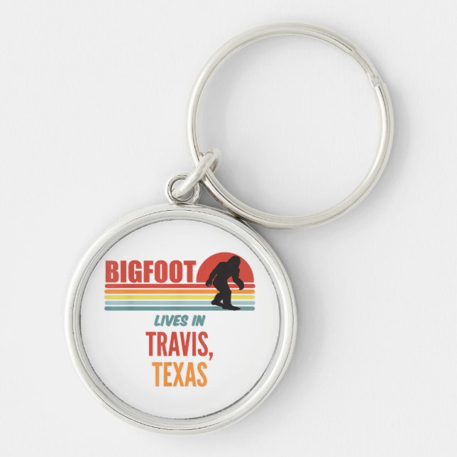 Bigfoot Sighting In Travis Texas  Key Ring (Front)