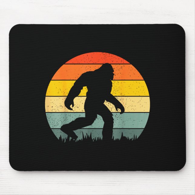 Bigfoot silhouette retro sunset funny sasquatch mouse mat (Front)