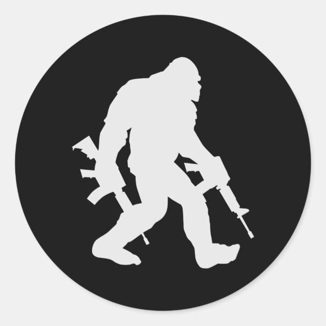 Bigfoot Silhouette Sasquatch Classic Round Sticker (Front)