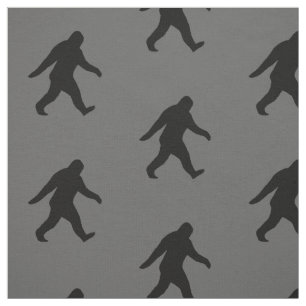 Bigfoot Silhouettes Pattern Grey and Black Squatch Fabric