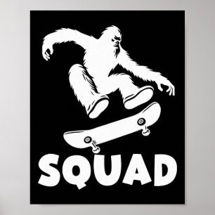 Bigfoot Skateboarding Squad Men Women Kids Poster