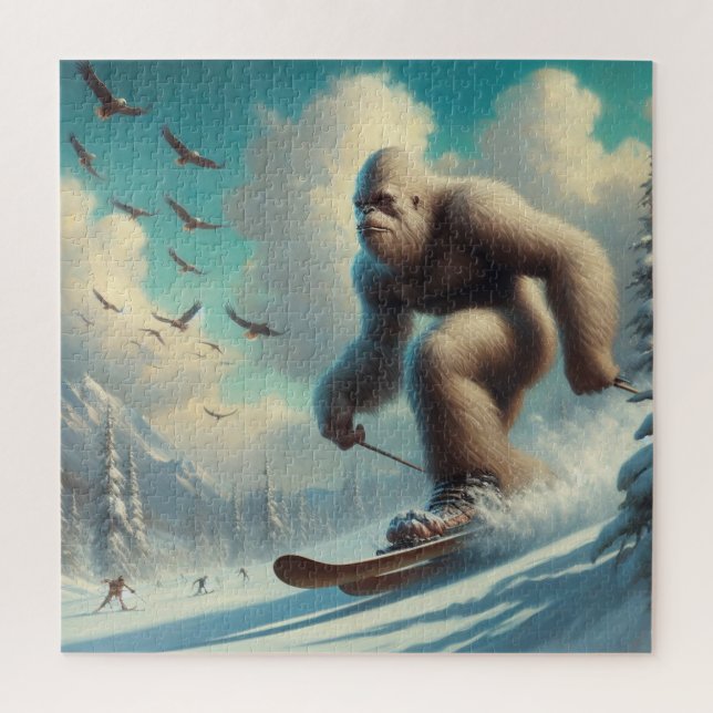 Bigfoot Skiing Jigsaw Puzzle (Vertical)