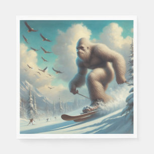 Bigfoot Skiing Napkin