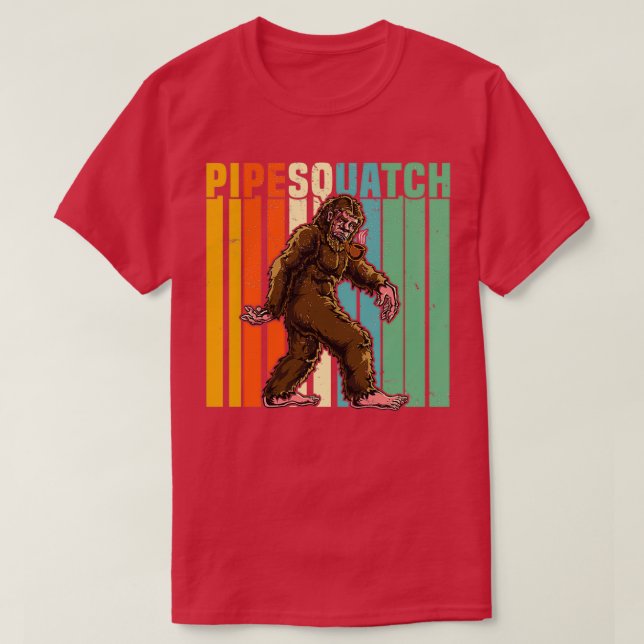Bigfoot Smoking Briar Pipe Sasquatch Tobacco Pipe  T-Shirt (Design Front)