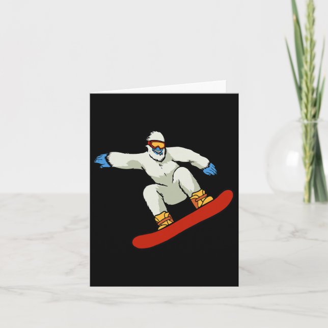 Bigfoot Snowboard Sasquatch Skiing Snow Mountain F Card (Front)